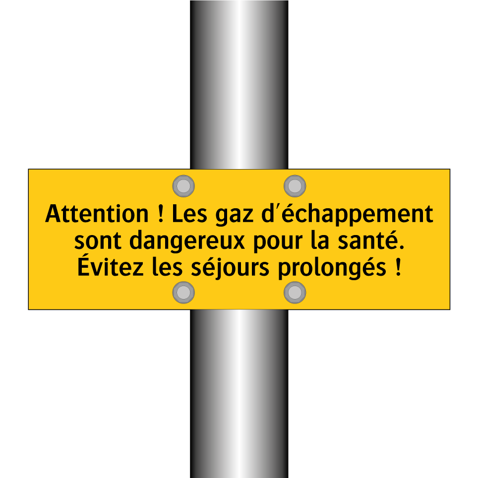 Attention ! Les gaz d'échappement sont dangereux pour la santé. Évitez les séjours prolongés !