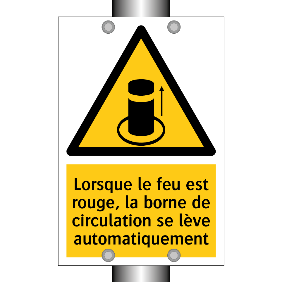 Lorsque le feu est rouge, la borne de circulation se lève automatiquement