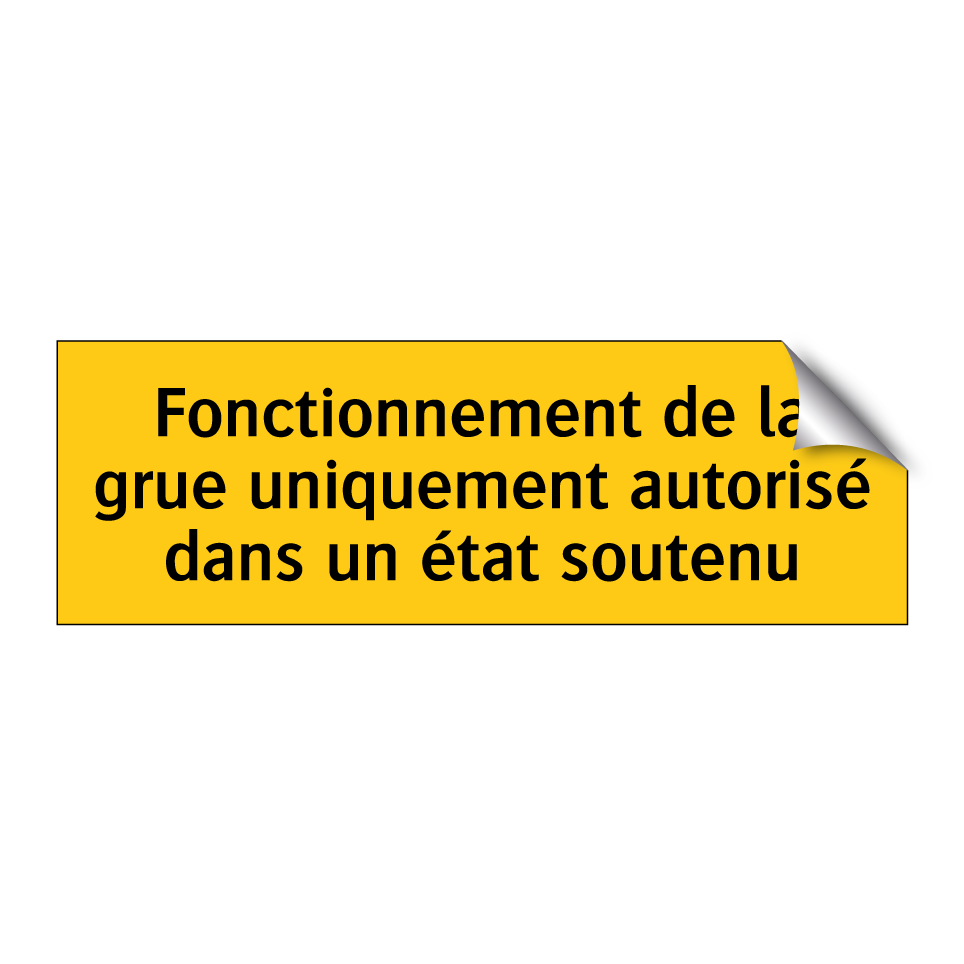 Fonctionnement de la grue uniquement autorisé dans un état soutenu