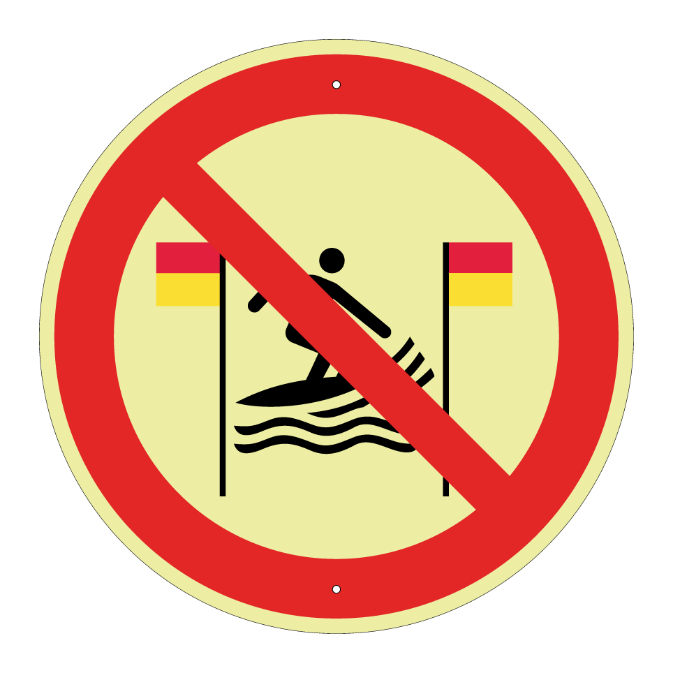 P064 Pas de surf entre les drapeaux rouge et jaune