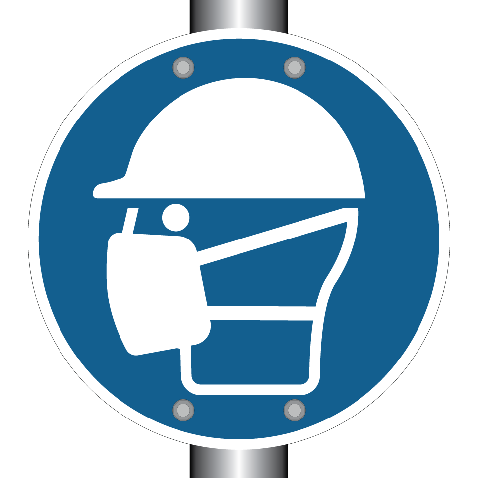 Helm mit Maske tragen