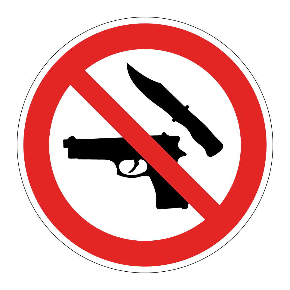 Keine Schusswaffen oder Messer
