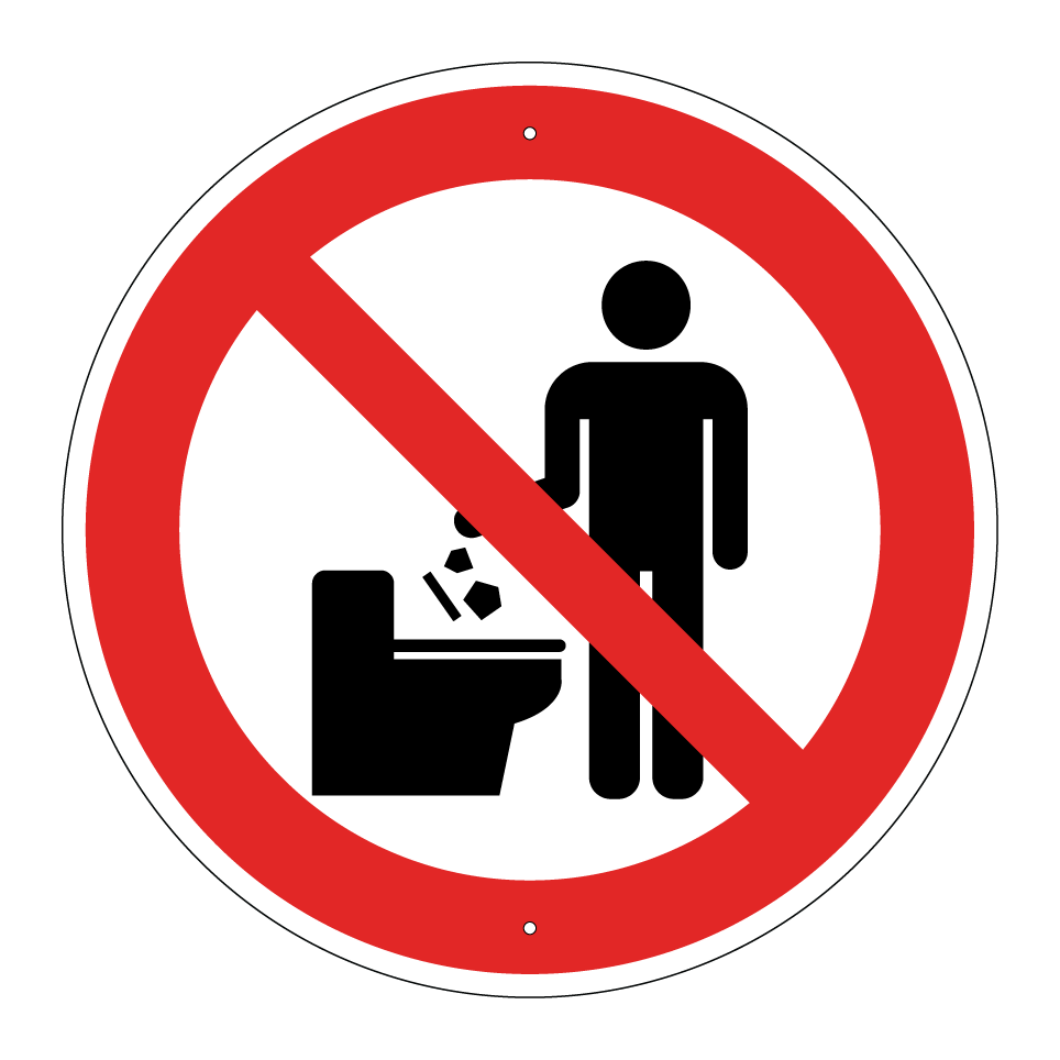 Keine Gegenstände in die Toilette werfen