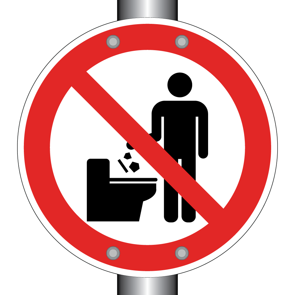 Keine Gegenstände in die Toilette werfen