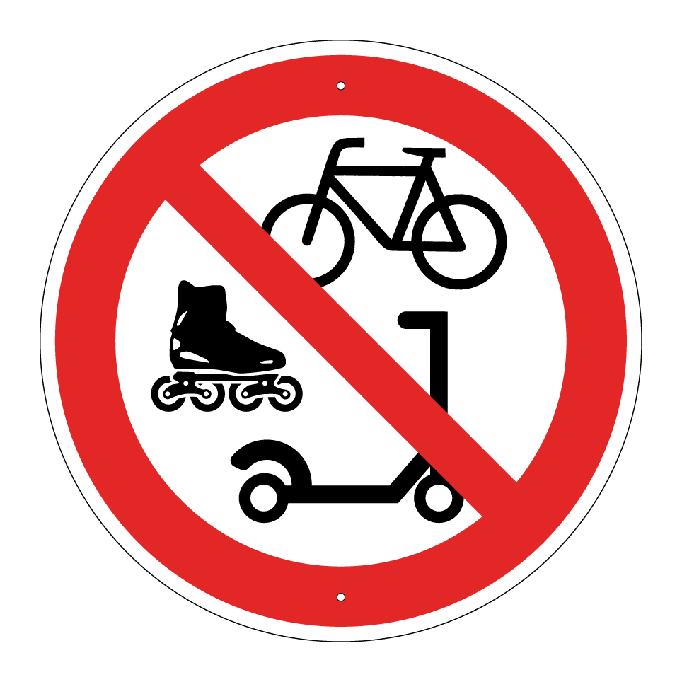 Keine Fahrräder, Inlineskates oder Roller