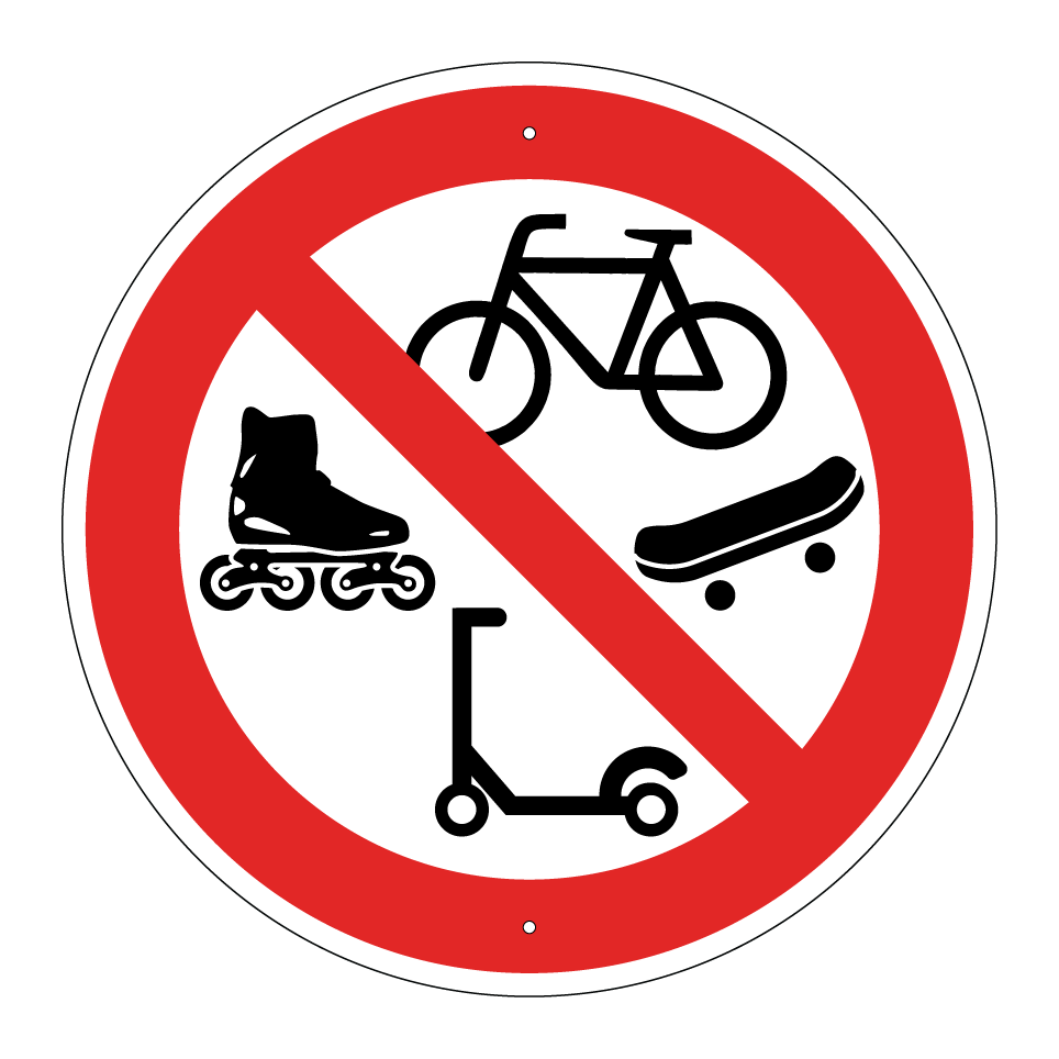 Interdiction de vélos, de patins à roulettes, de trottinettes ou de planches à roulettes
