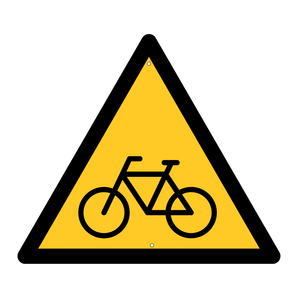 Warnung vor Radfahrern