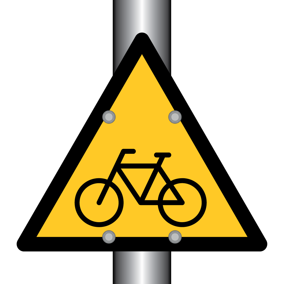 Warnung vor Radfahrern