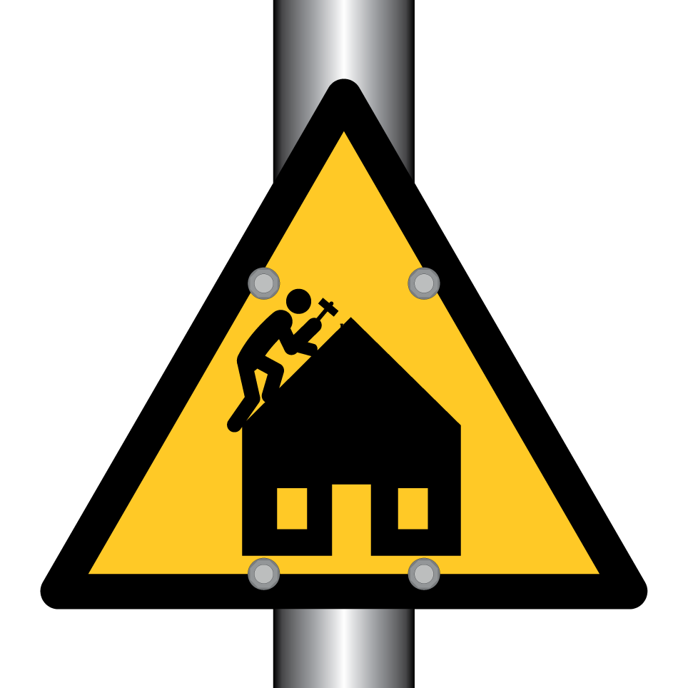 Warnung Arbeiten auf dem Dach
